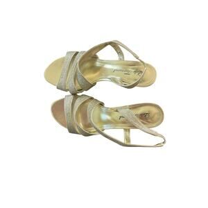 Lulu Townsend Gold Glitter Strappy Slingback Heels Evening/Prom- 7.5